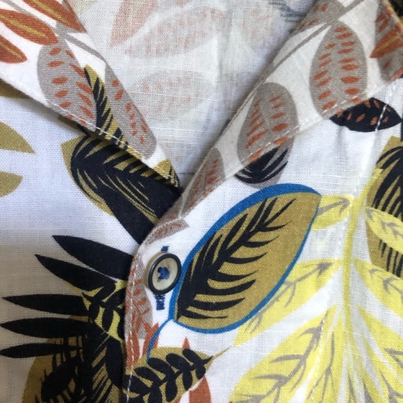 Men's Tropical Leaf Print Cotton Short Sleeve Button Up Shirt XL - Picture 3 of 10